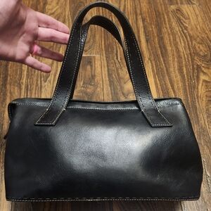 Fossil Sedona Black Leather Satchel Handbag Purse Medium ZB9095